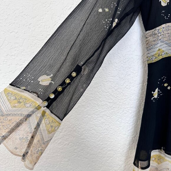 ECI New York Silk Y2K Empire Waist Long Sleeve Top Size M Fairy Feminine Sheer - Picture 5 of 14